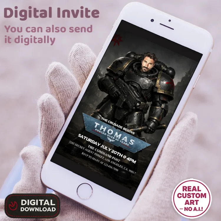 Chaos Space Marines Invitation – Personalized Warhammer 40K Birthday Invite For Adults (24h Delivery) – Digital Download