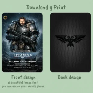 Space Wolves Photo Invitation – Personalized Warhammer 40K Birthday Invite For Adults (24h Delivery) – Digital Download