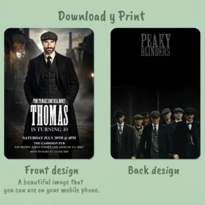 Peaky Blinders Photo Invitation – Personalized Gangster Birthday Invitation (24h Delivery) – Digital Download