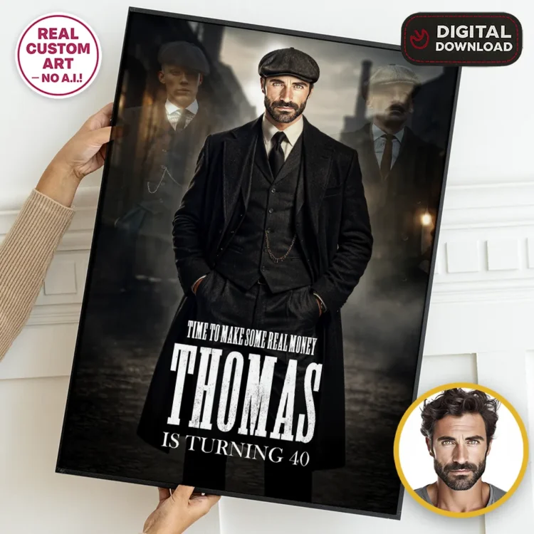 Peaky Blinders Birthday Welcome Sign for Adults – Personalized Gangster Party Decor (24h Delivery) – Digital Download