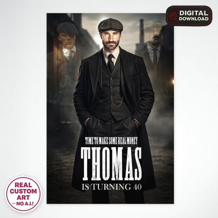 Peaky Blinders Birthday Welcome Sign for Adults – Personalized Gangster Party Decor (24h Delivery) – Digital Download