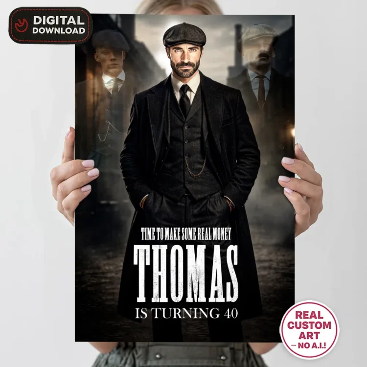 Peaky Blinders Birthday Welcome Sign for Adults – Personalized Gangster Party Decor (24h Delivery) – Digital Download