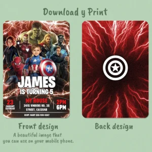 Captain America Invitation – Personalized Superhero Photo Invitation (24h Delivery) – Digital Download