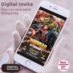 Spiderman Birthday Invitation – Personalized Avengers InvitationWith Photo (24h Delivery) – Digital Download