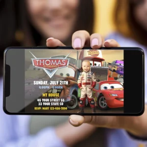 Custom Cars Party Invitation – Personalized Cars Photo Invitation (24h Delivery) – Digital Download