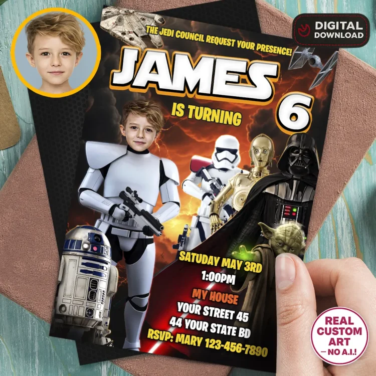 Star Wars Trooper Birthday Invitation – Personalized Trooper Photo Invite (24h Delivery) – Digital Download