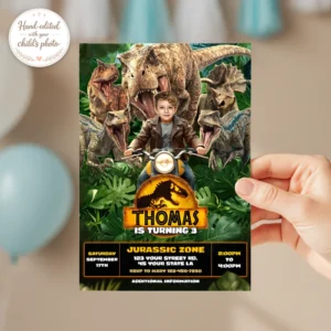 Dinosaur Birthday Invitation – Personalized Jurassic Photo Invitation (24h Delivery) – Digital Download