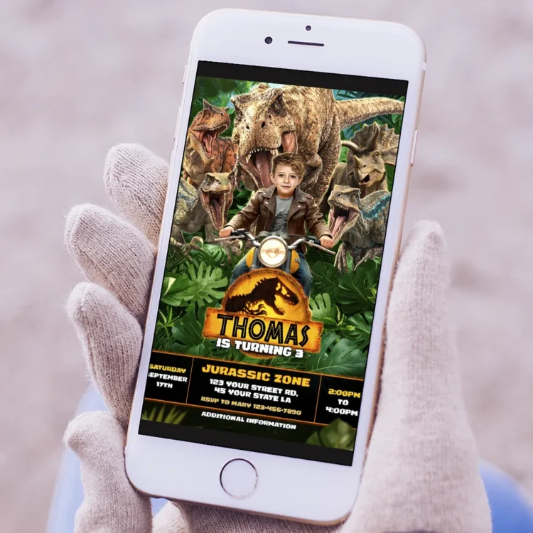 Dinosaur Birthday Invitation – Personalized Jurassic Photo Invitation (24h Delivery) – Digital Download