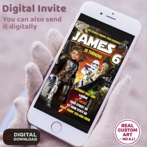 Mandalorian Birthday Invitation – Personalized Mandalorian Photo Invite (24h Delivery) – Digital Download