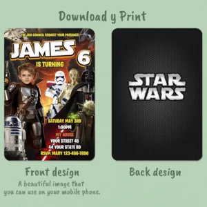 Mandalorian Birthday Invitation – Personalized Mandalorian Photo Invite (24h Delivery) – Digital Download