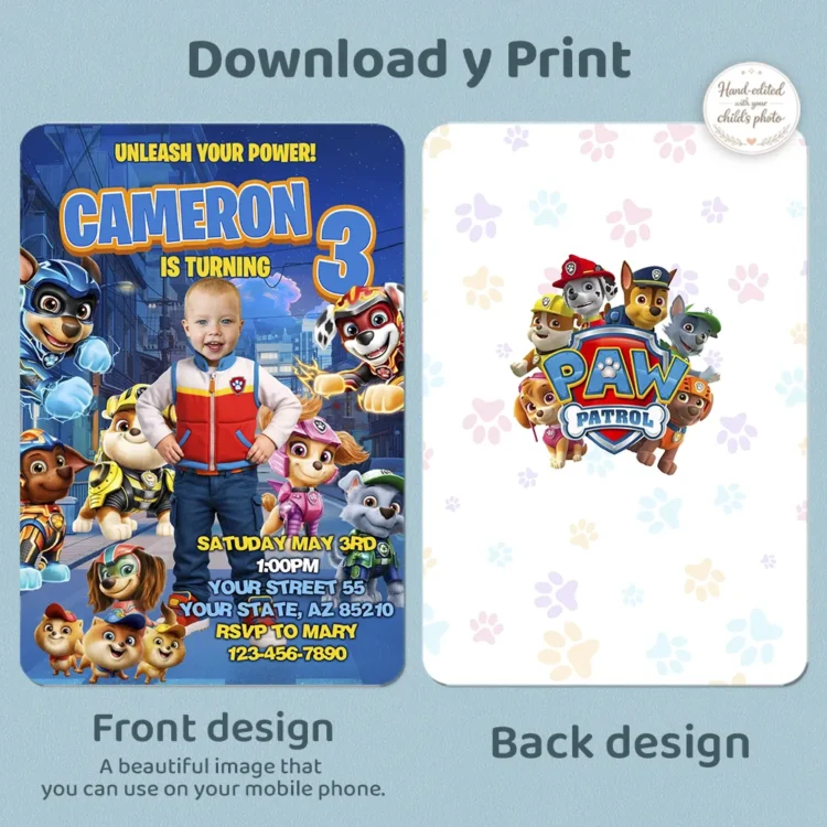 Paw Patrol Party Invitation – Personalized Ryder Birthday Invitation (24h Delivery) – Digital Download
