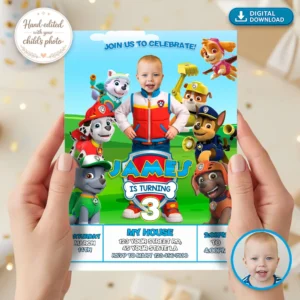 Paw Patrol Birthday Invitation – Personalized Ryder Party Invitation (24h Delivery) – Digital Download