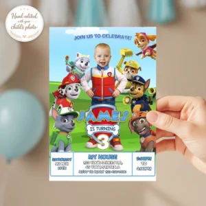 Paw Patrol Birthday Invitation – Personalized Ryder Party Invitation (24h Delivery) – Digital Download