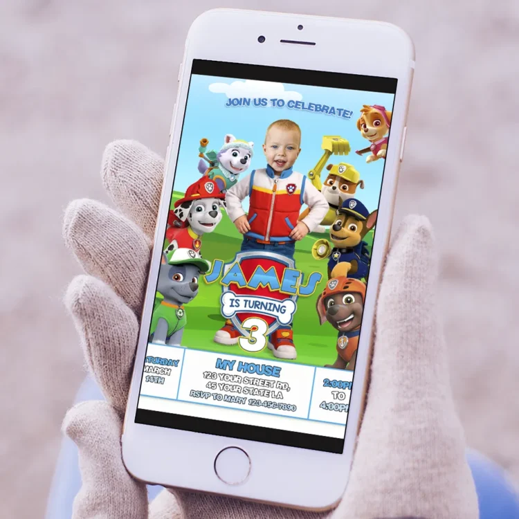 Paw Patrol Birthday Invitation – Personalized Ryder Party Invitation (24h Delivery) – Digital Download