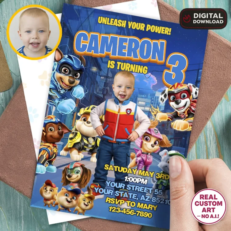 Paw Patrol Party Invitation – Personalized Ryder Birthday Invitation (24h Delivery) – Digital Download