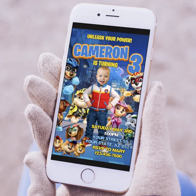 Paw Patrol Party Invitation – Personalized Ryder Birthday Invitation (24h Delivery) – Digital Download