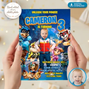 Paw Patrol Party Invitation – Personalized Ryder Birthday Invitation (24h Delivery) – Digital Download