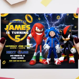 Custom Sonic Birthday Invitation – Personalized Sonic Party Invitation (24h Delivery) – Digital Download