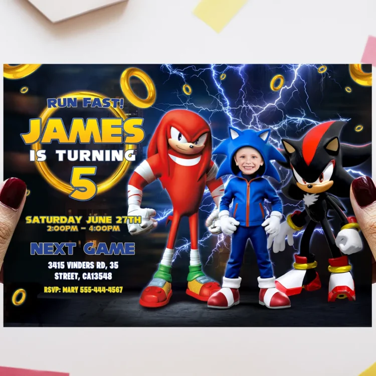 Custom Sonic Birthday Invitation – Personalized Sonic Party Invitation (24h Delivery) – Digital Download