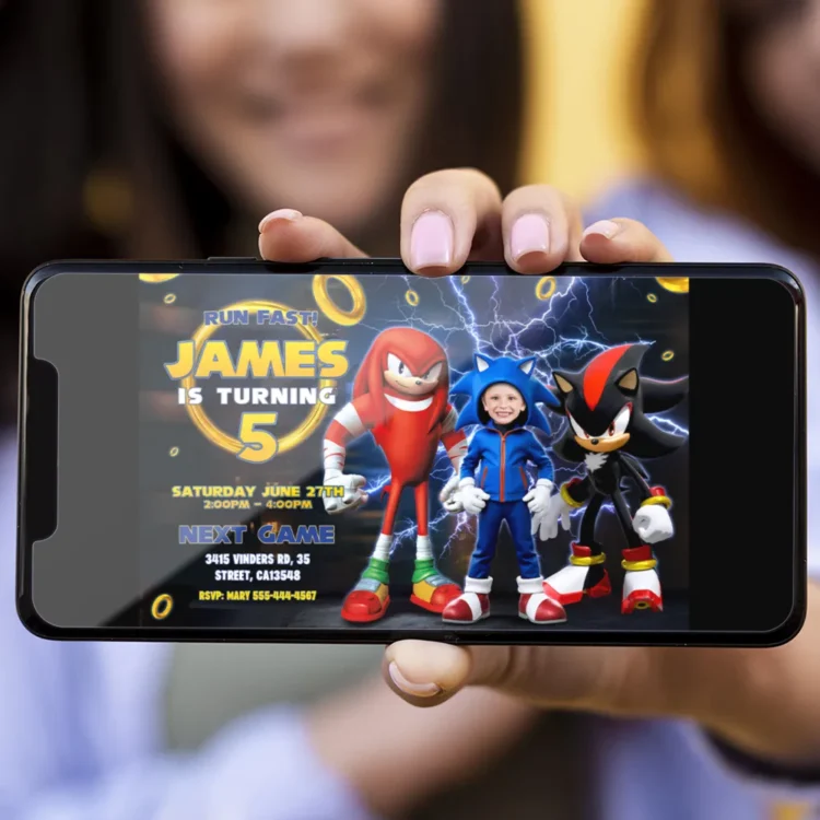 Custom Sonic Birthday Invitation – Personalized Sonic Party Invitation (24h Delivery) – Digital Download