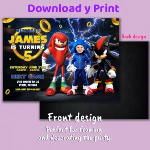 Custom Sonic Birthday Invitation – Personalized Sonic Party Invitation (24h Delivery) – Digital Download
