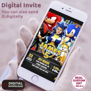 Sonic Birthday Invitation – Personalized Sonic Party Invitation (24h Delivery) – Digital Download