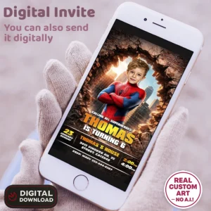 Spiderman Party Invitation – Superhero Birthday Invitation (24h Delivery) – Digital Download