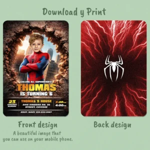 Spiderman Party Invitation – Superhero Birthday Invitation (24h Delivery) – Digital Download
