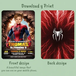 Spiderman Photo Invitation – Superhero Birthday Invitation (24h Delivery) – Digital Download