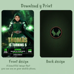 Dr. Doom Birthday Invitation – Personalized Supervillain Photo Invitation (24h Delivery) – Digital Download