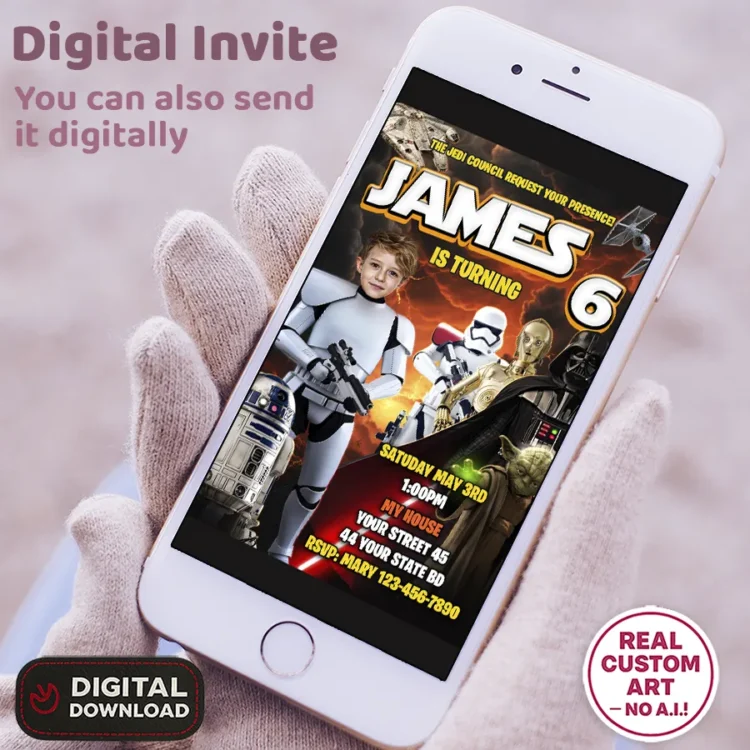 Star Wars Trooper Birthday Invitation – Personalized Trooper Photo Invite (24h Delivery) – Digital Download