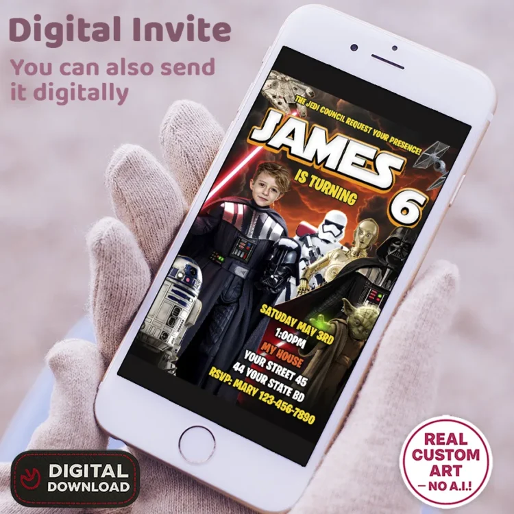 Darth Vader Photo Invitation – Personalized Sith Edition (24h Delivery) – Digital Download