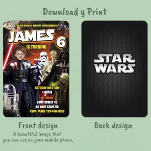 Darth Vader Photo Invitation – Personalized Sith Edition (24h Delivery) – Digital Download