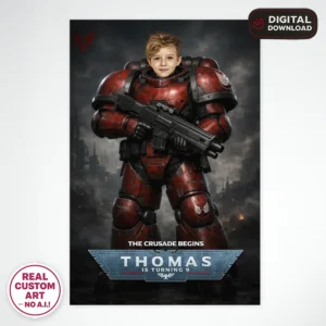 personalized-warhammer-40k-birthday-welcome-sign-blood-angels-birthday-decorations-party-2 Blood Angels Photo Welcome Sign – Personalized Space Marine Birthday Poster (24h Delivery) – Digital Download