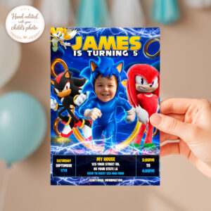 Sonic Birthday Party Invitation – Custom Sonic Photo Invite