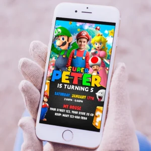 mario-birthday-photo-invite-7 Super Mario Birthday Photo Invitation | Digital Download