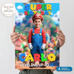 mario-birthday-welcome-sign-4 Super Mario Photo Welcome Sign | Personalized Super Mario Party Decoration