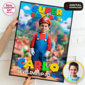 mario-birthday-welcome-sign-7 Super Mario Photo Welcome Sign | Personalized Super Mario Party Decoration