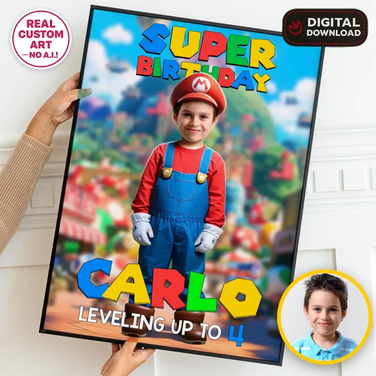 mario-birthday-welcome-sign-7 Super Mario Photo Welcome Sign | Personalized Super Mario Party Decoration