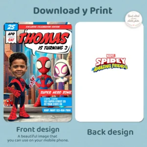 spide-birthday-photo-invitation-8 Spin Birthday Invitation with Photo | Personalized Spidey Invitation